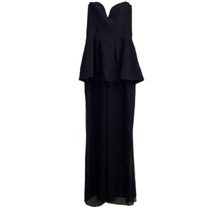 NBD black sweetheart neck sheer leg romper in Women’s size small